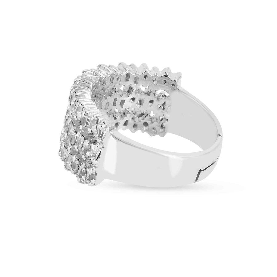 Baguettes Cut Stone Cubic Zirconia Silver Ring