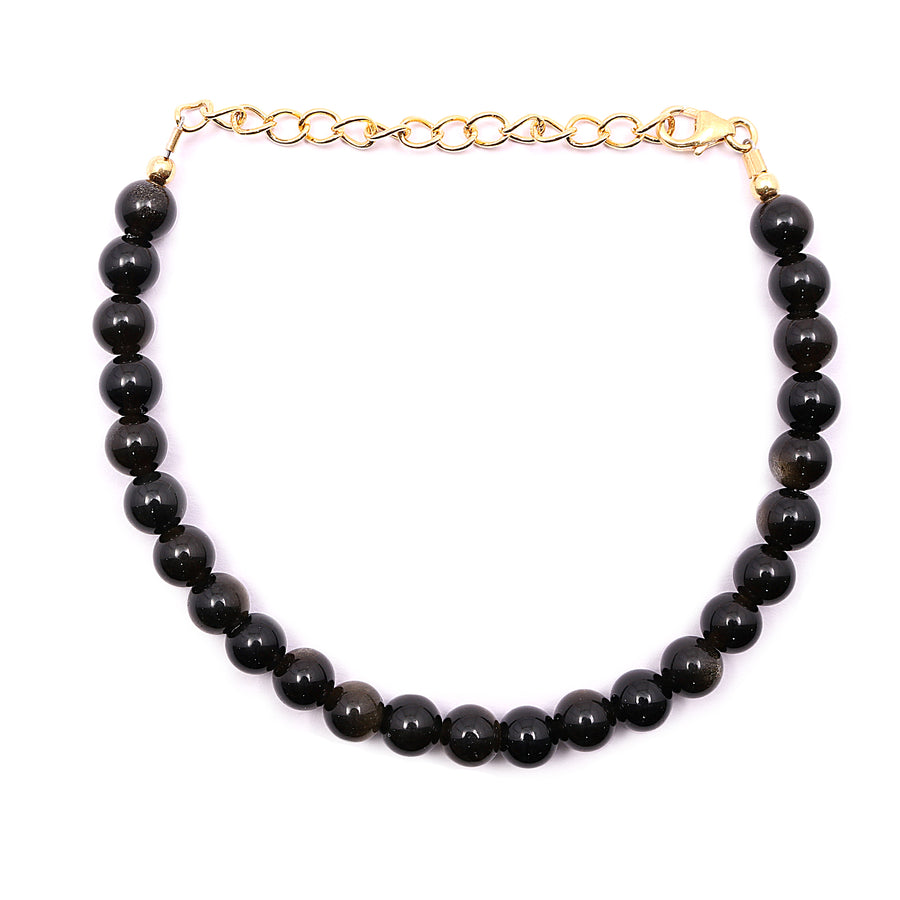 Natural Golden Obsidian Bracelet With Adjustable Silver Chain