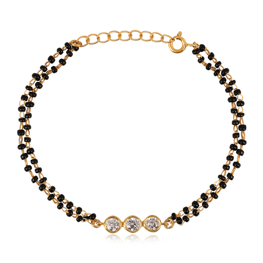 Gold-Plated Minimal CZ 3-Dot Mangalsutra Bracelet