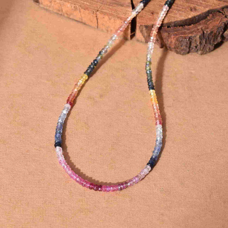 Multicolor Sapphire Beaded Stone Necklace