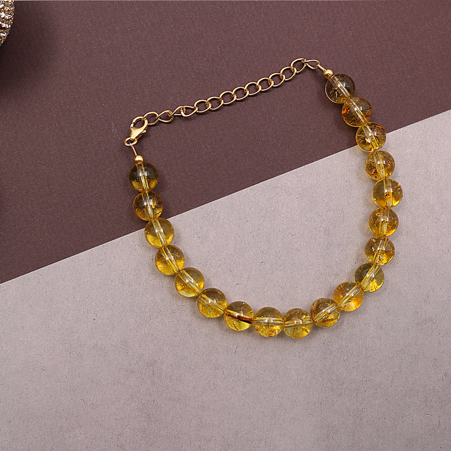 Natural Citrine Bracelet With Adjustable Silver Chain