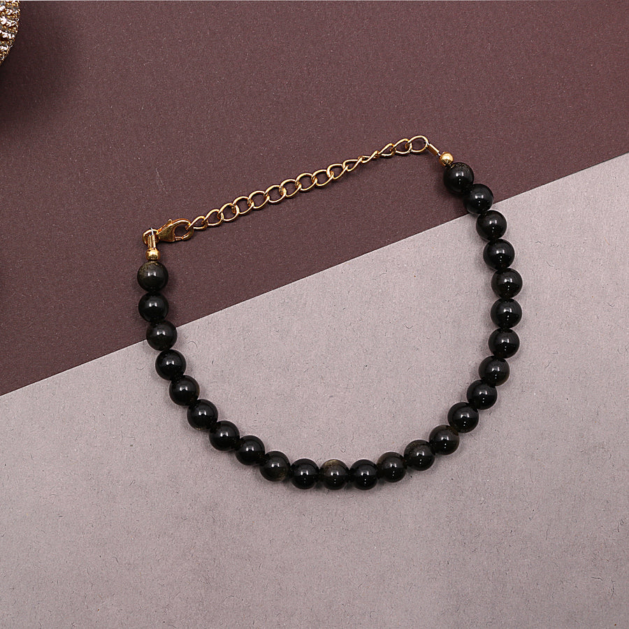 Natural Golden Obsidian Bracelet With Adjustable Silver Chain