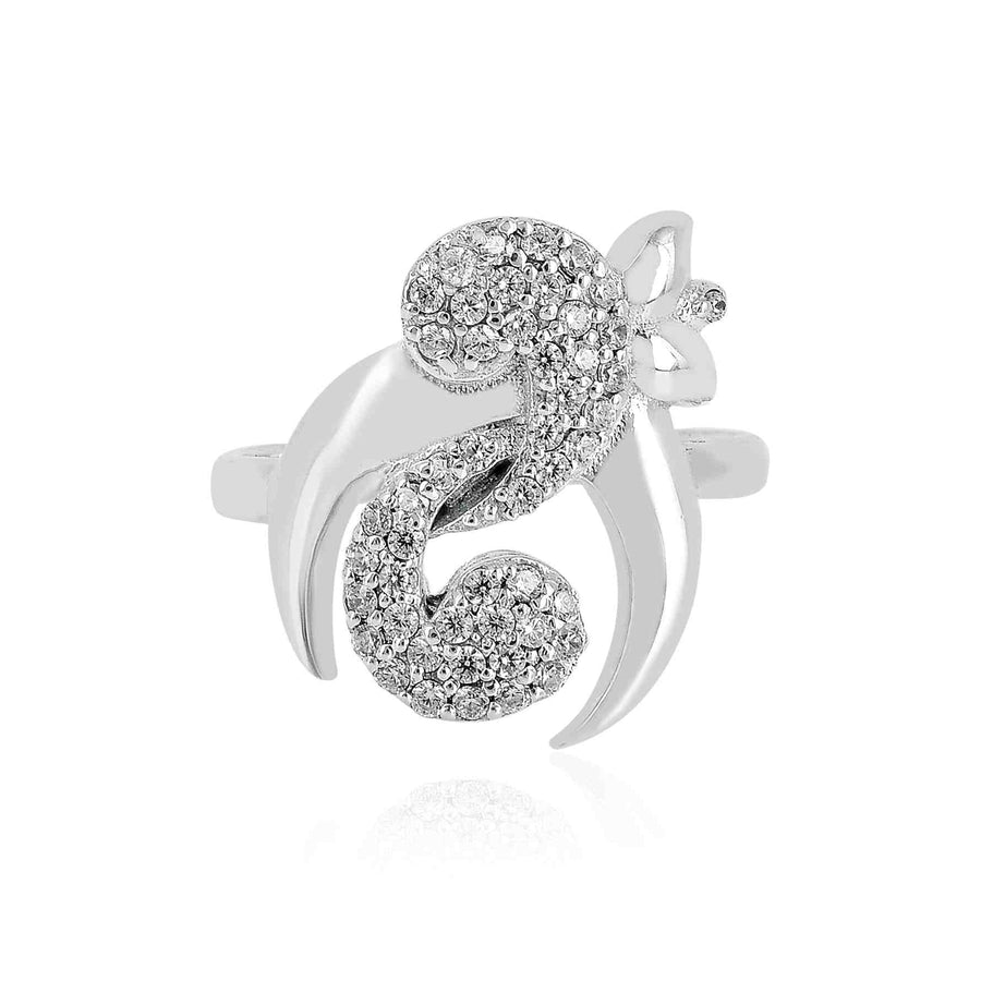 Royal Peacock Cubic Zirconia Silver Finger Ring