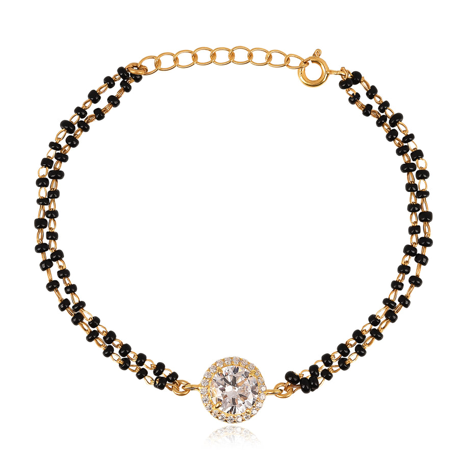 Round Cubic Zirconia Cluster Charm Mangalsutra Bracelet