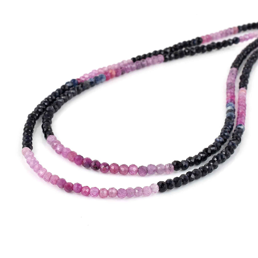 Multi Sapphire Double Layer Natural Beaded Necklace