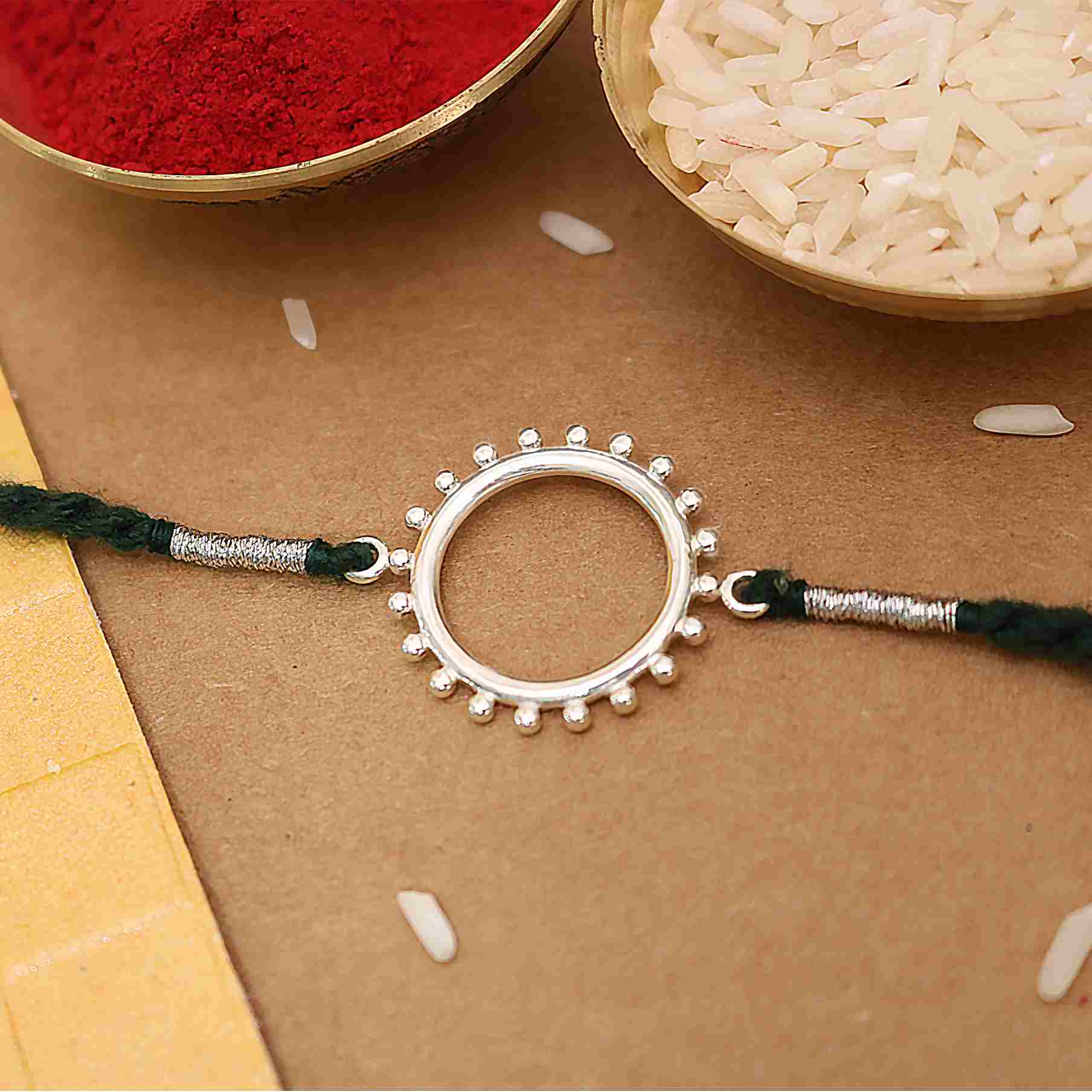 Round Sun Silver Rakhi – MCJ Jewels