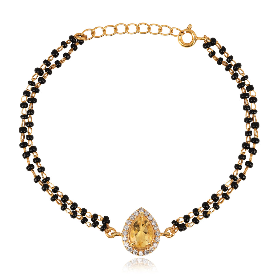 925 Silver Gold-Plated Citrine Mangalsutra Bracelet