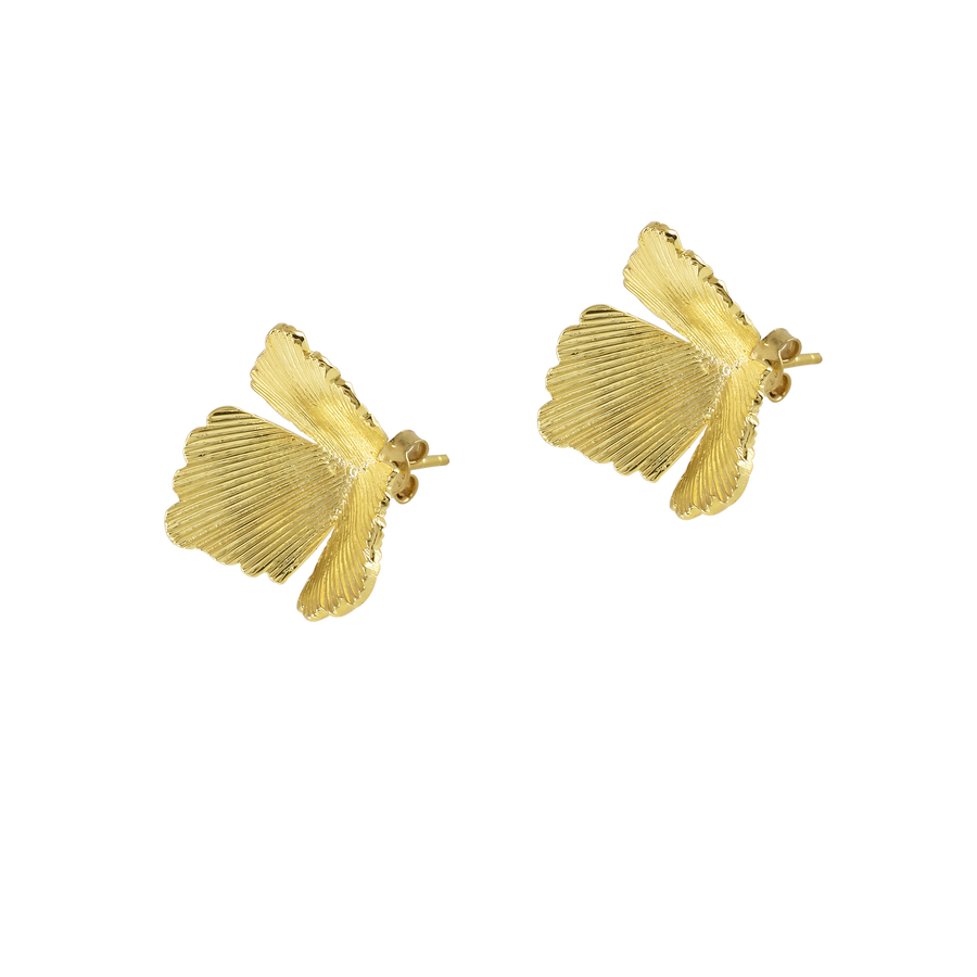 Maple Leaf 925 Silver Gold Plated Stud Earrings