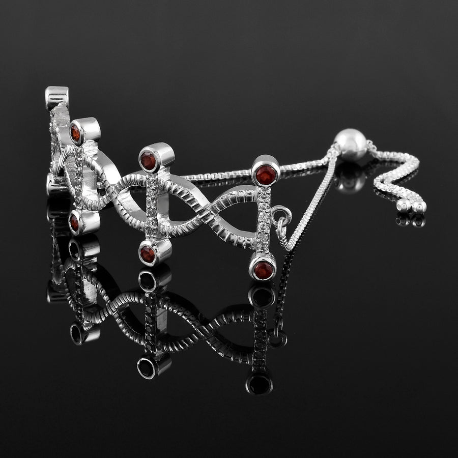 Cubic Zirconia Adjustable Chain 925 Silver Bracelet