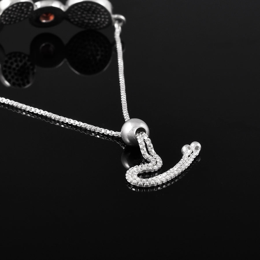 Cubic Zirconia 925 Silver Adjustable Chain Bracelet