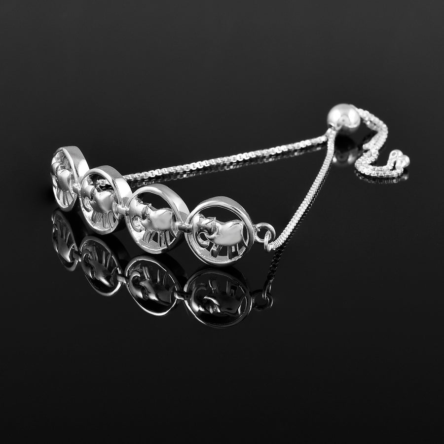 Mini Elephant 925 Silver Bracelet With Adjustable Chain