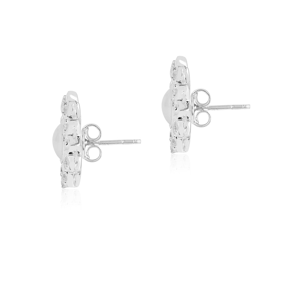 Pearl Marigold 925 Silver Stud Earrings