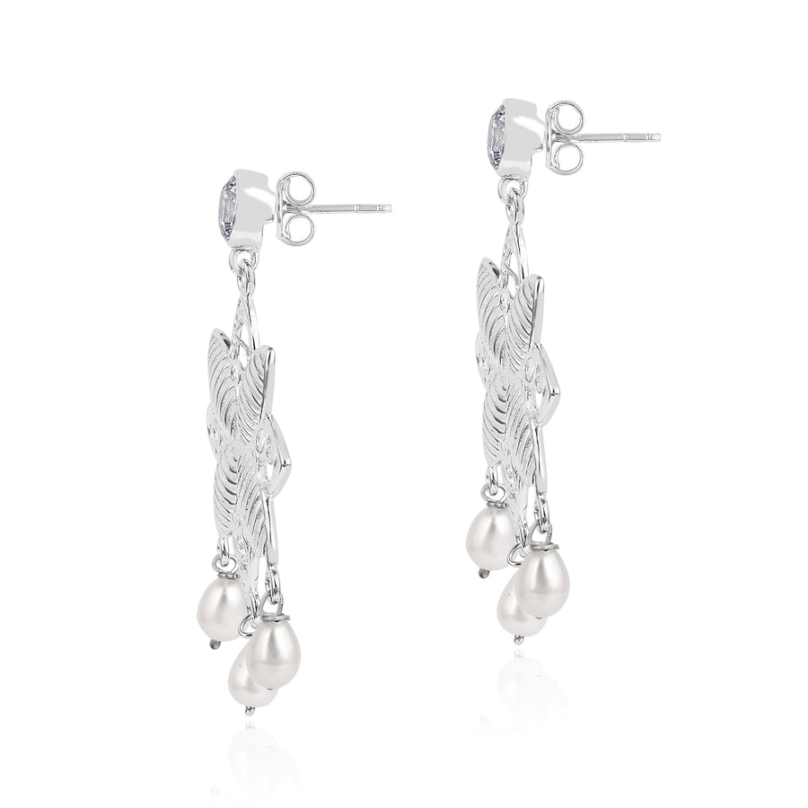 Opulent Pearl 925 Silver Dangle Drop Earrings
