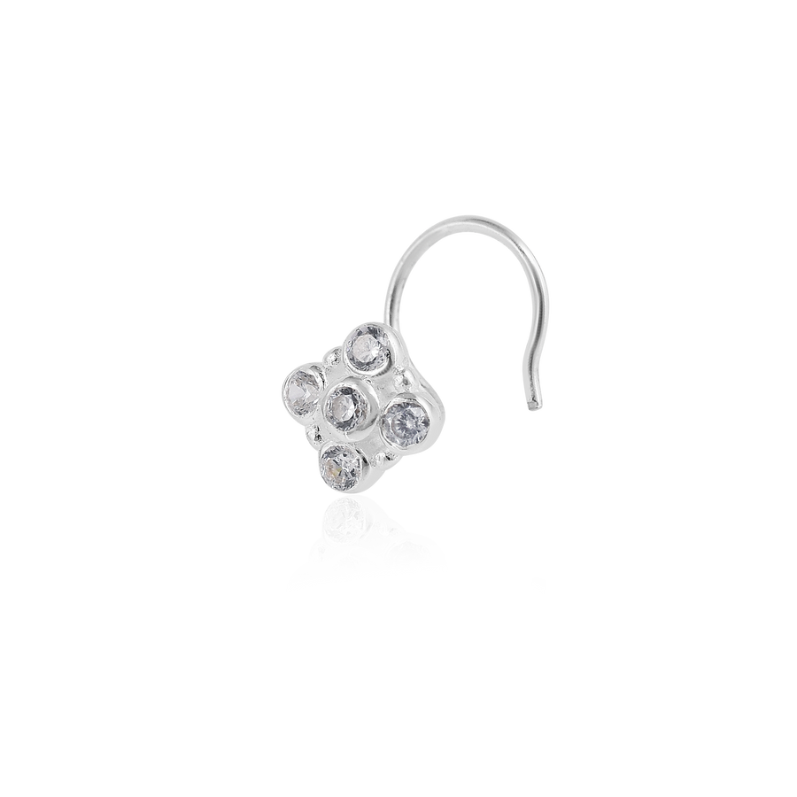 Quinary Cubic Zirconia 925 Silver Nose Pin
