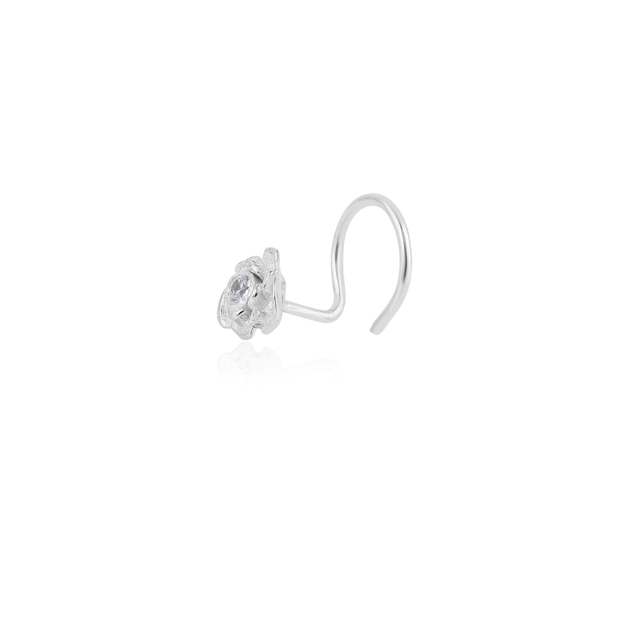 Rose Cubic Zirconia 925 Silver Nose Pin