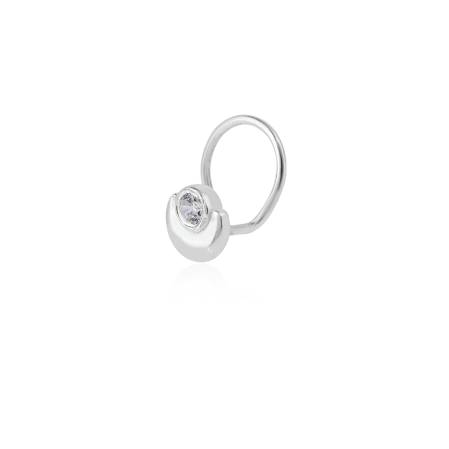 Cubic Zirconia Crescent Moon 925 Silver Nose Rings