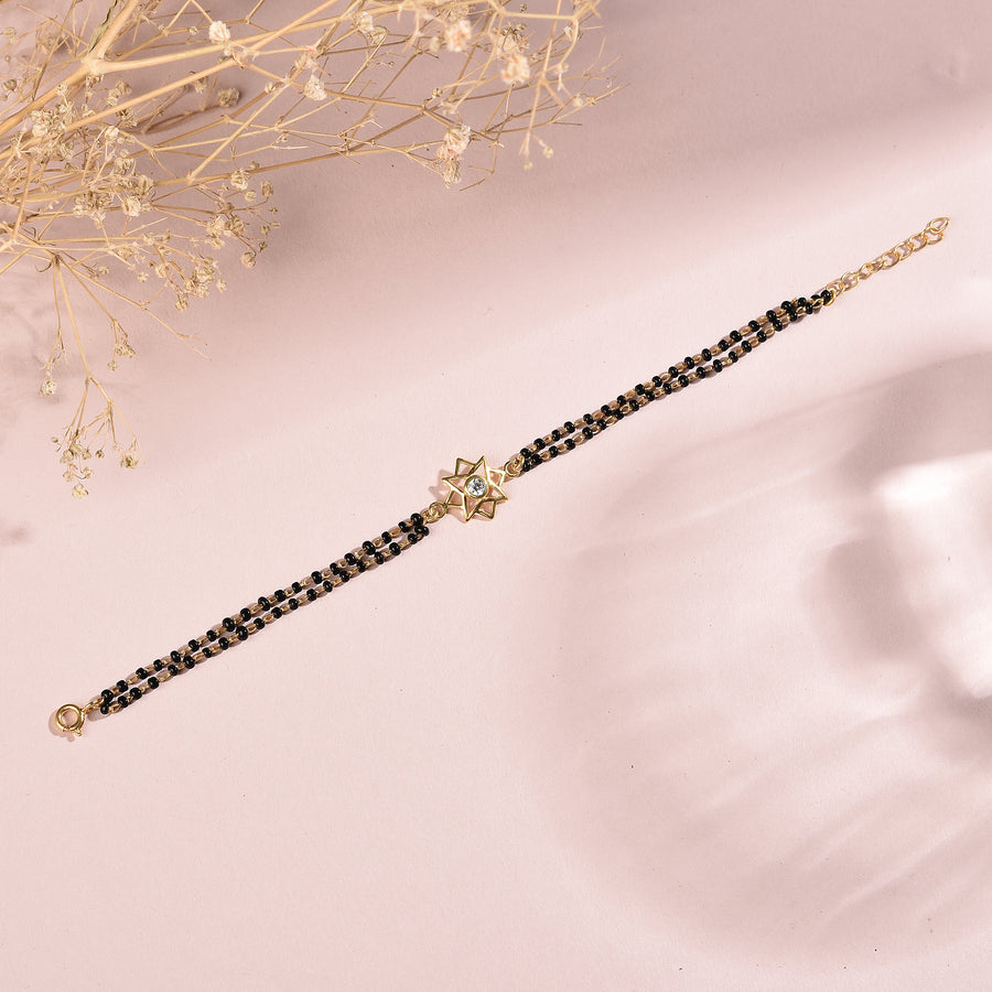 Mangalsutra Bracelet with Star-Alike CZ Flower Charm