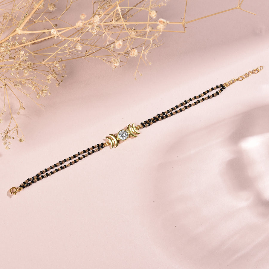 Twin Moon CZ Charm Mangalsutra Bracelet