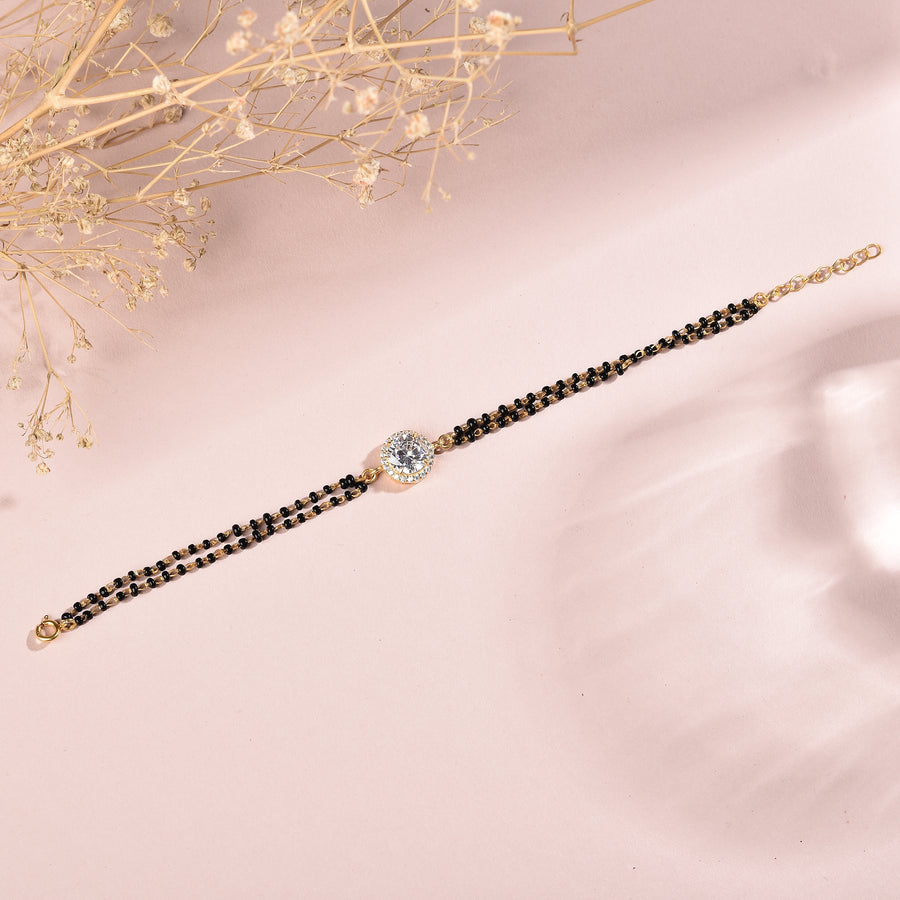 Round Cubic Zirconia Cluster Charm Mangalsutra Bracelet