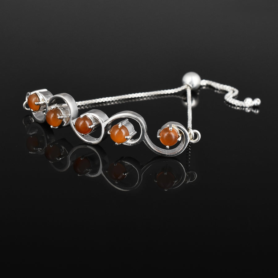 Orange Onyx Arbor 925 Silver Chain Bracelet
