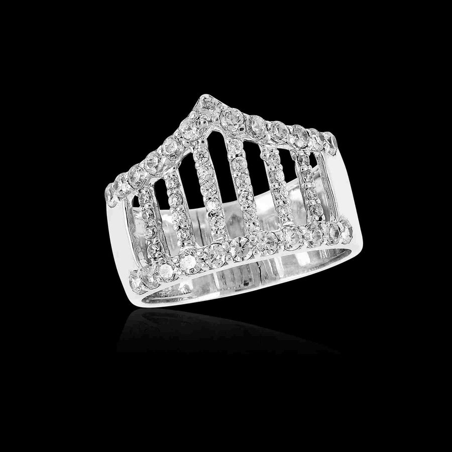Princess Crown Cubic Zirconia Silver Ring