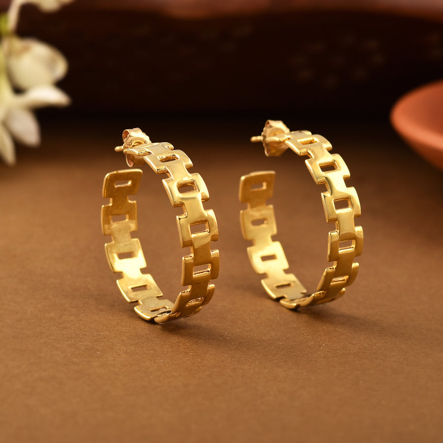 Chain Link Gold Plated 925 Silver Hoop earrings