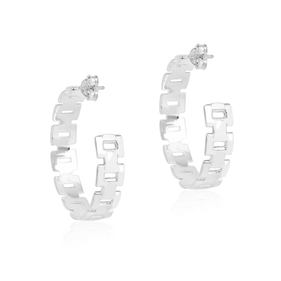 Chain Link Fine 925 Silver Hoop earrings