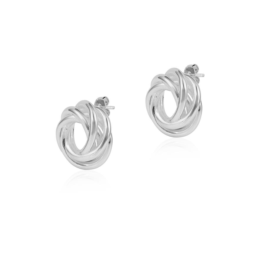 Twisted Round 925 Silver Stud Earrings