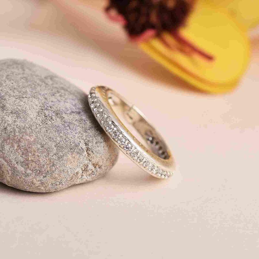 Round Shape Cubic Zirconia Silver Ring