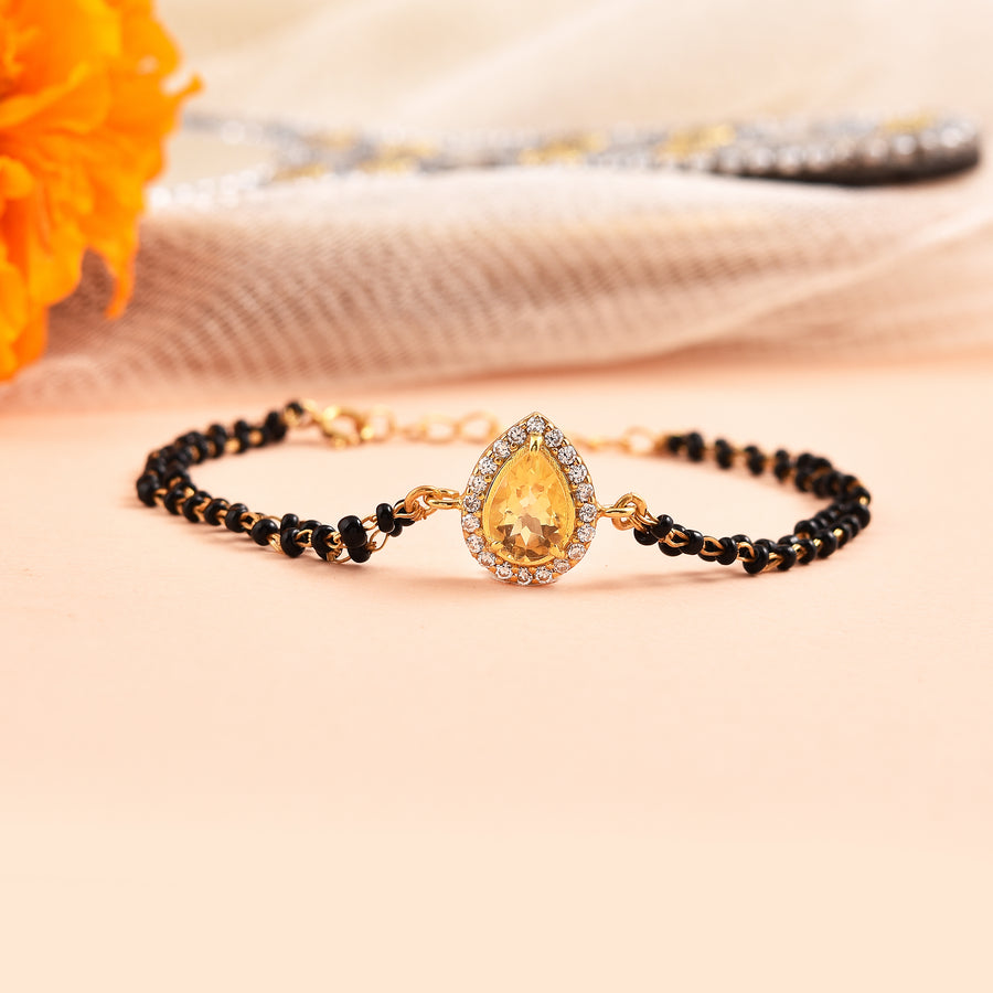 925 Silver Gold-Plated Citrine Mangalsutra Bracelet