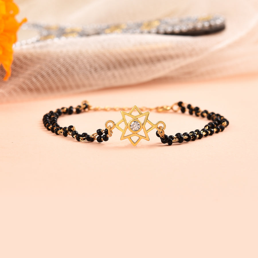 Mangalsutra Bracelet with Star-Alike CZ Flower Charm