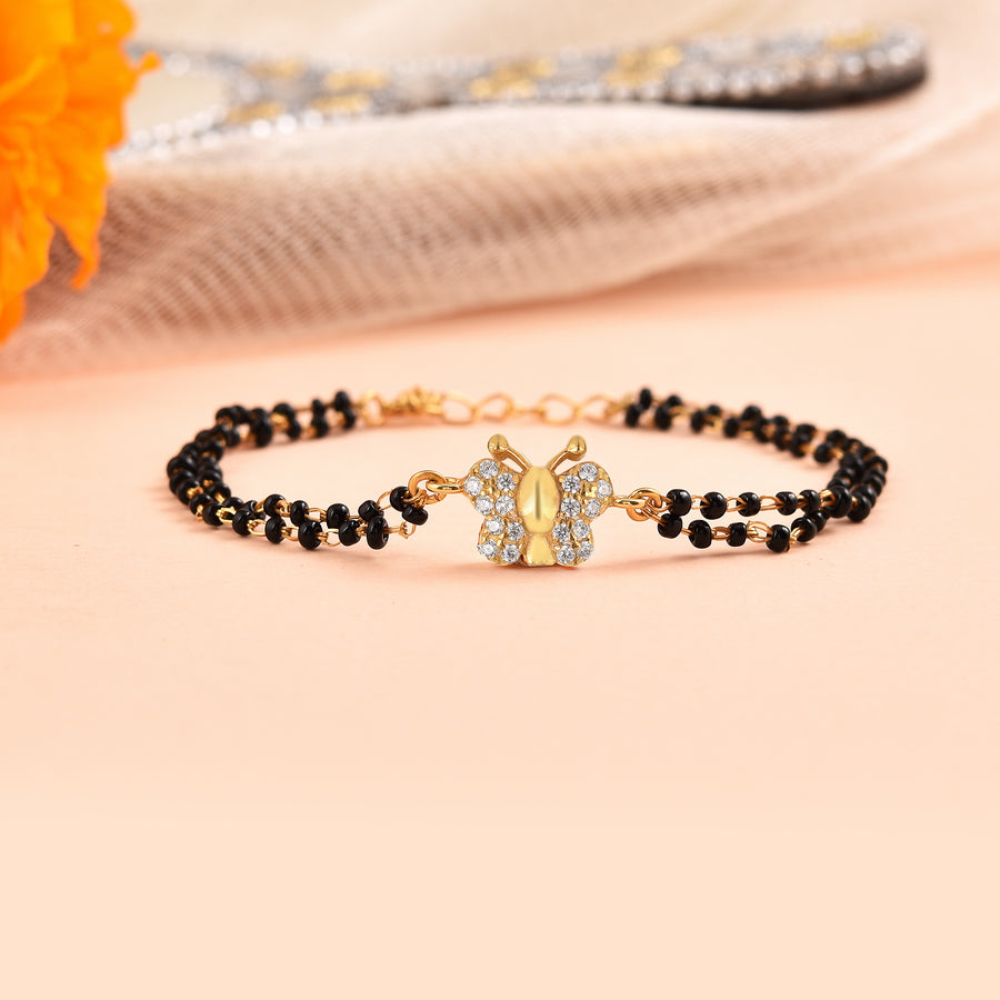 925 Silver Cute Butterfly CZ Mangalsutra Bracelet