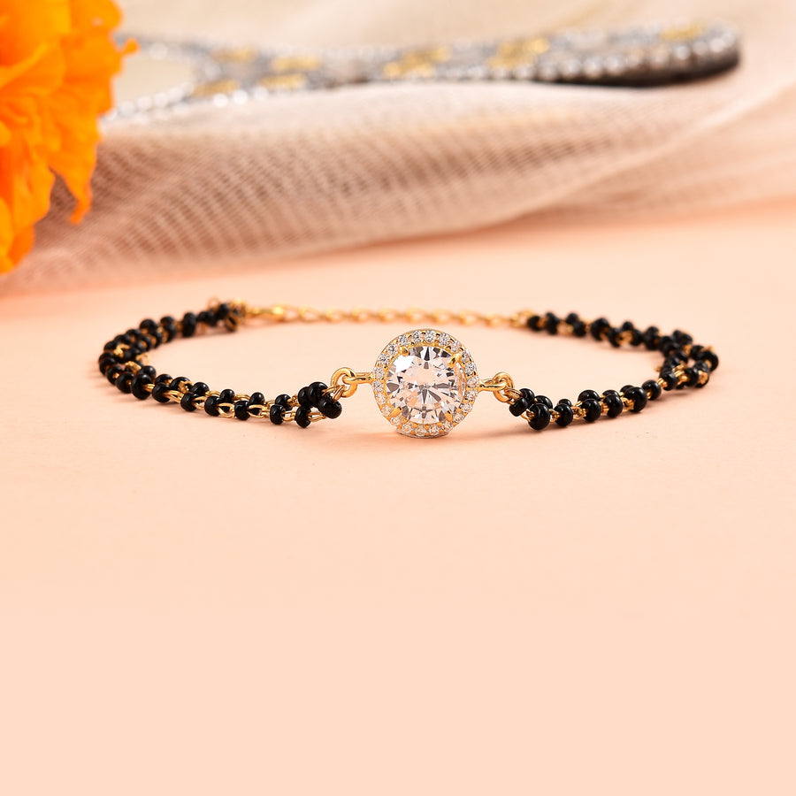 Round Cubic Zirconia Cluster Charm Mangalsutra Bracelet