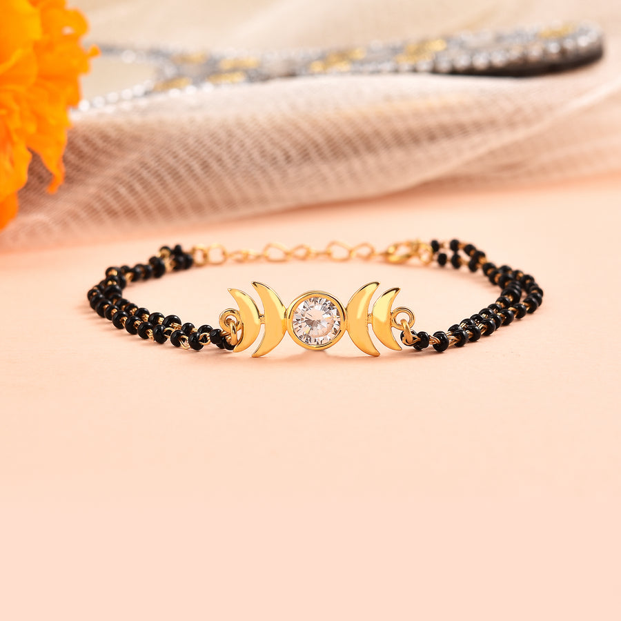Twin Moon CZ Charm Mangalsutra Bracelet