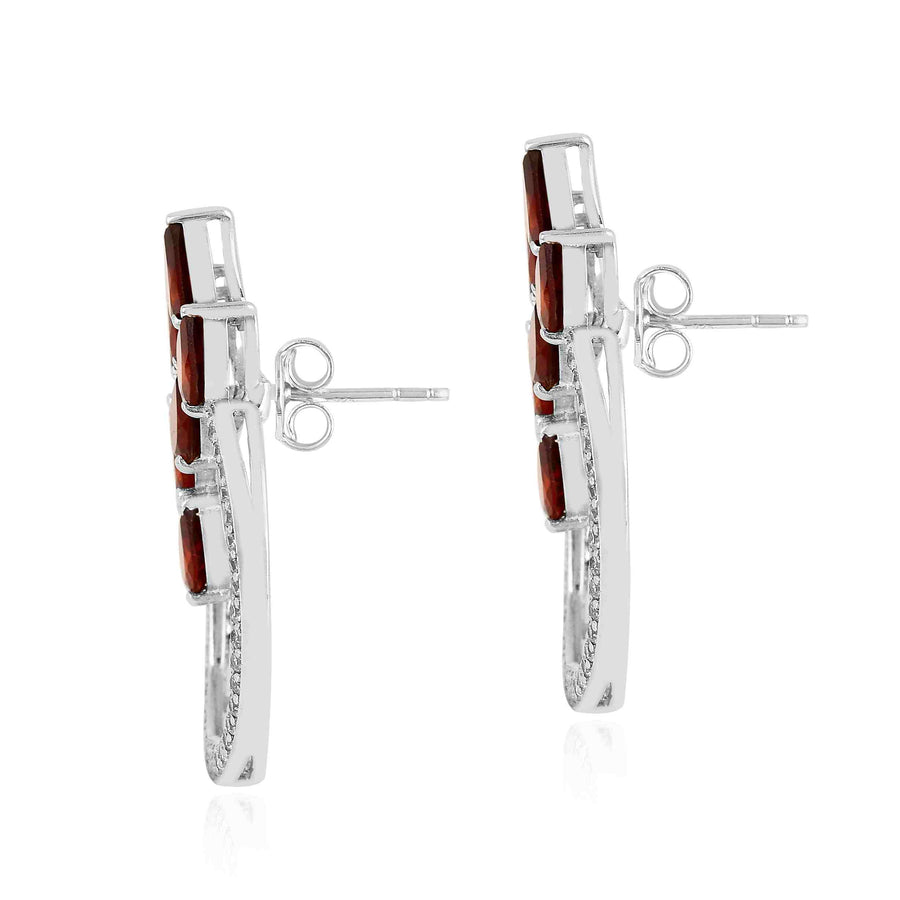 Red Garnet CZ Gemstone Stud Earrings