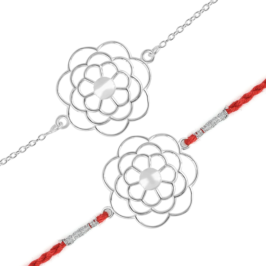 Marigold Silver Rakhi & Bracelet Combo