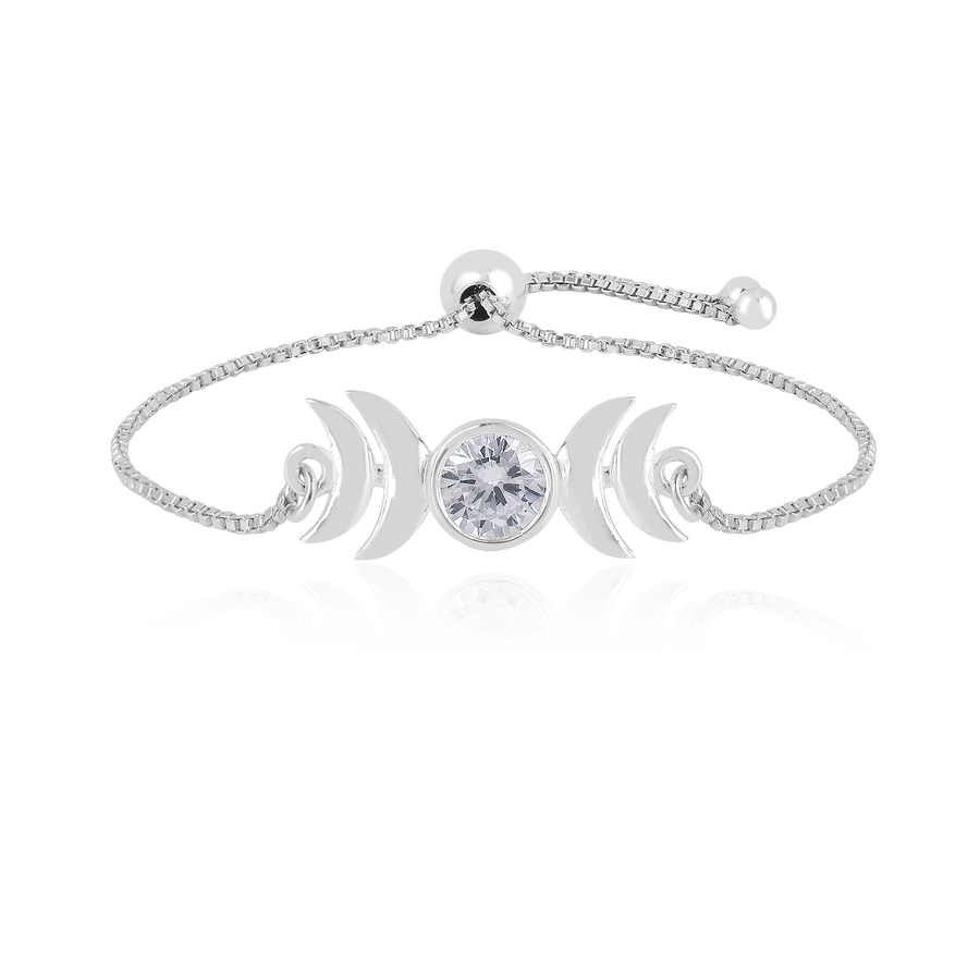 Zirconia Moon Silver Rakhi & Bracele Combo