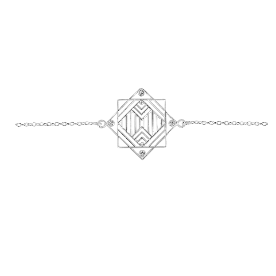 Zirconia Maze Silver Rakhi & Bracelet Combo