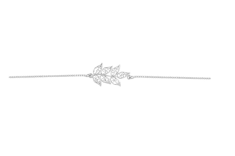 Tree Leaves Silver Rakhi & Bracelet Combo