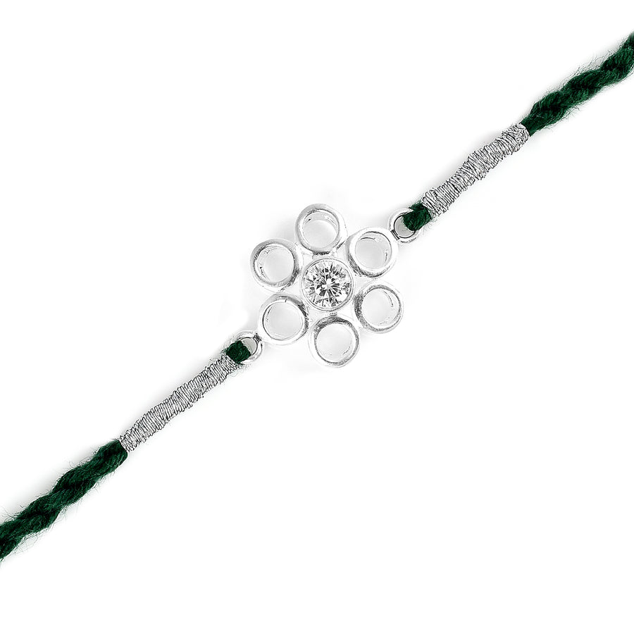 Demi Cubic Zirconia Silver Rakhi