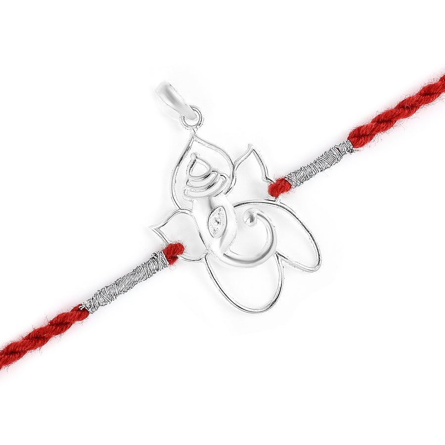 2 in 1 Ganesha Silver Rakhi Pendant