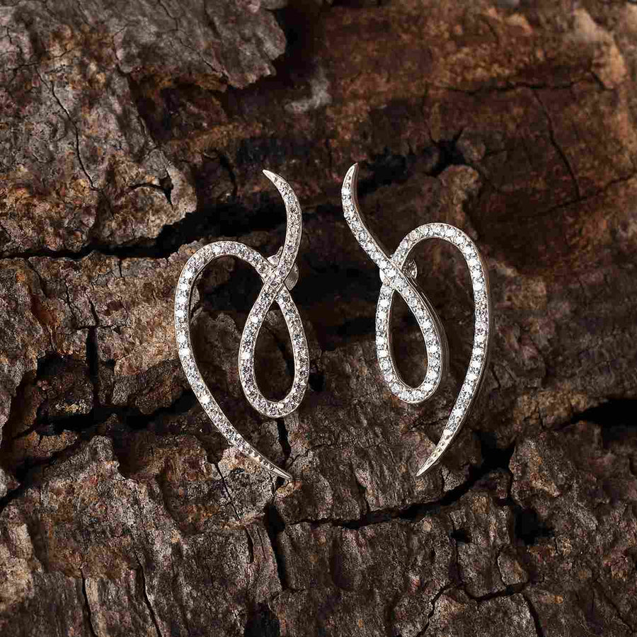 Dangling Cubic Zirconia Silver Stud Earrings