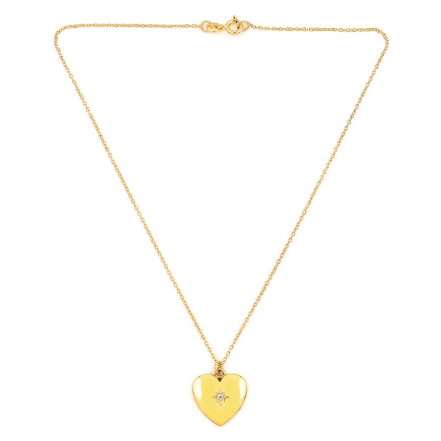 Love Heart Gold Plated 925 Silver Pendant with Chain