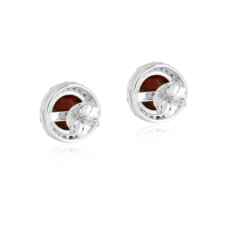 Red Garnet 925 Silver Stud Earrings