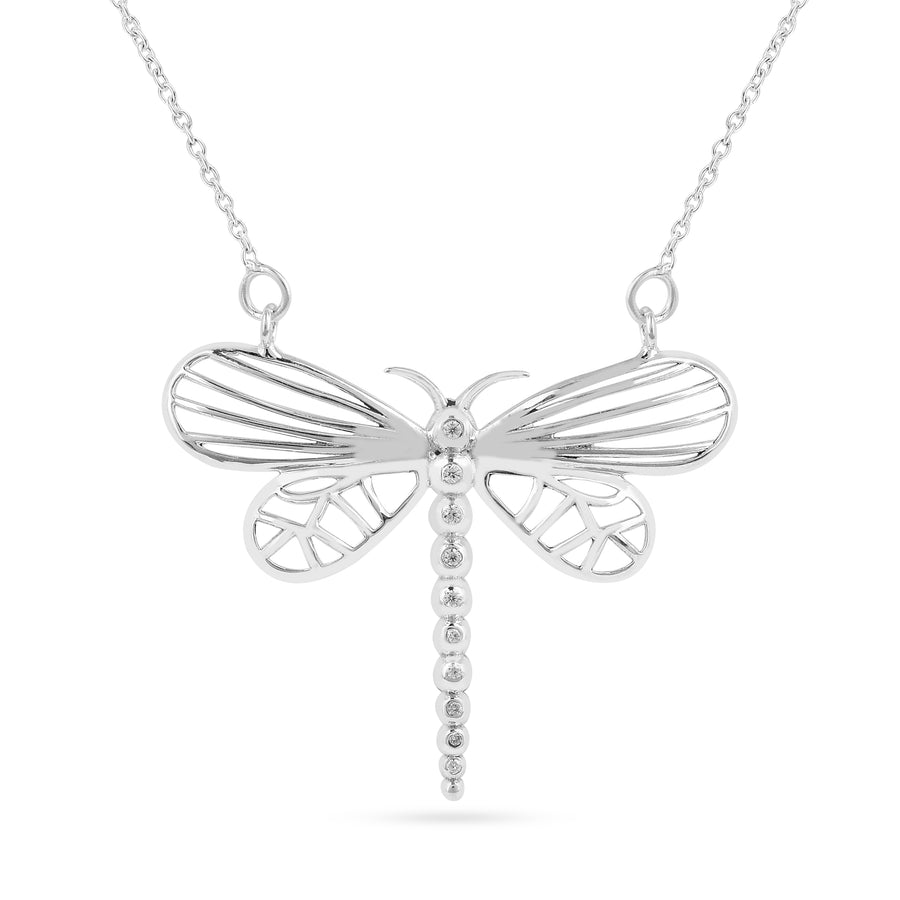 Cubic Zirconia Dragonfly Silver Pendant Chain Online