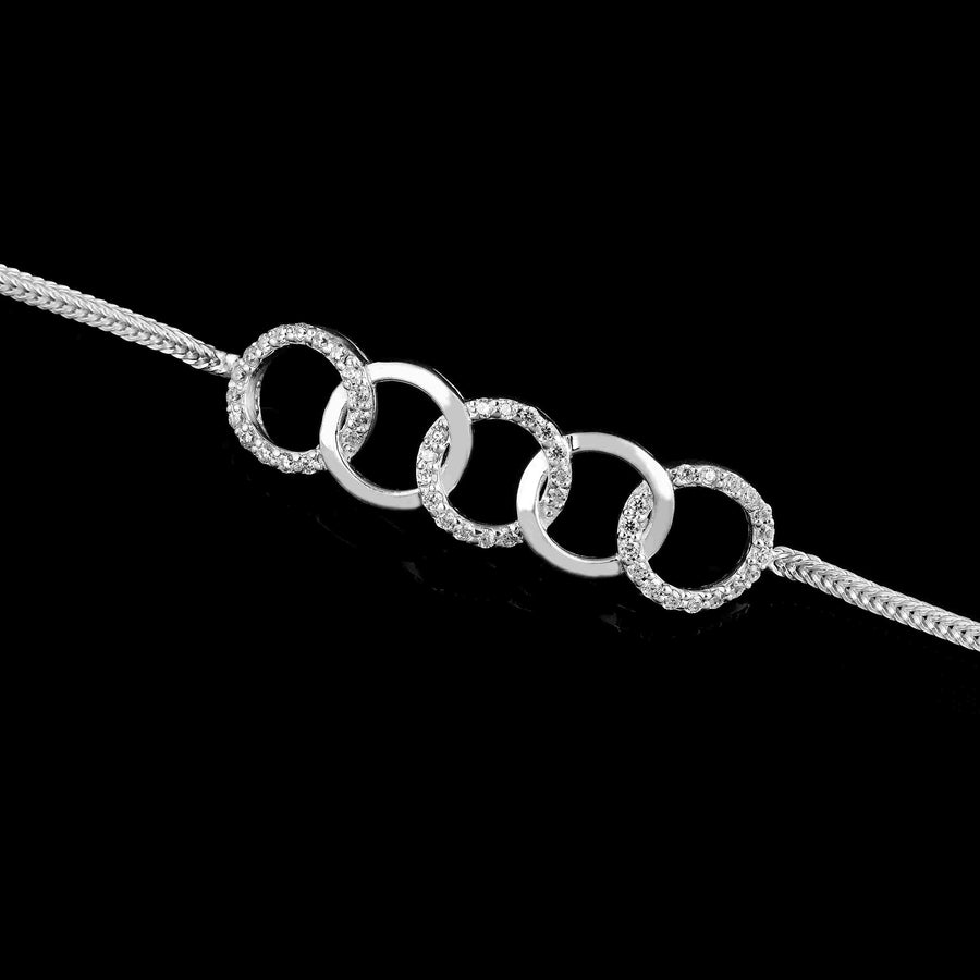 Cubic Zirconia Multi Circle Silver Anklet