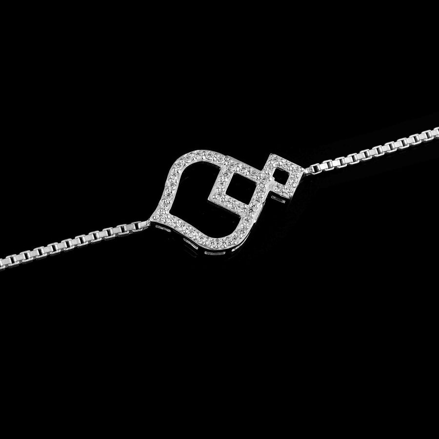 Abstract Cubic Zirconia 925 Silver Anklet