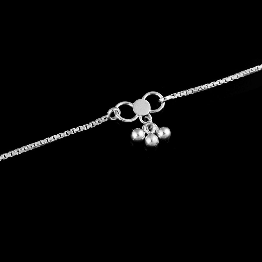 Spiral Zirconia Silver Anklets For Single Leg