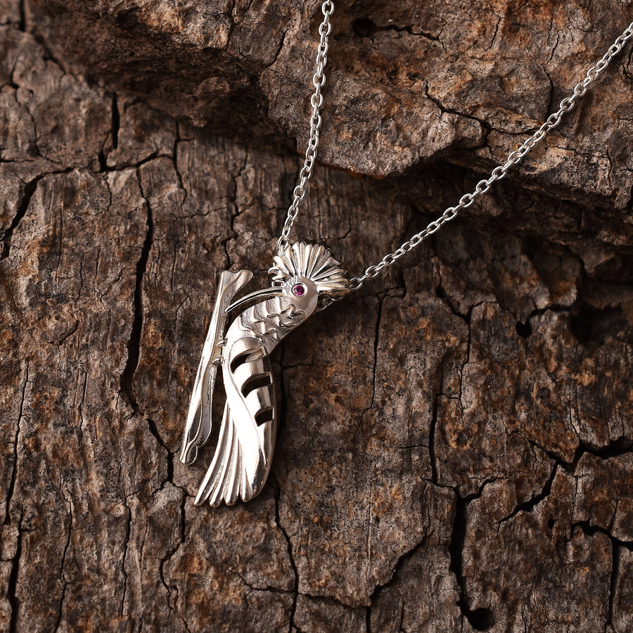 Woodpecker Silver Pendant With Chain