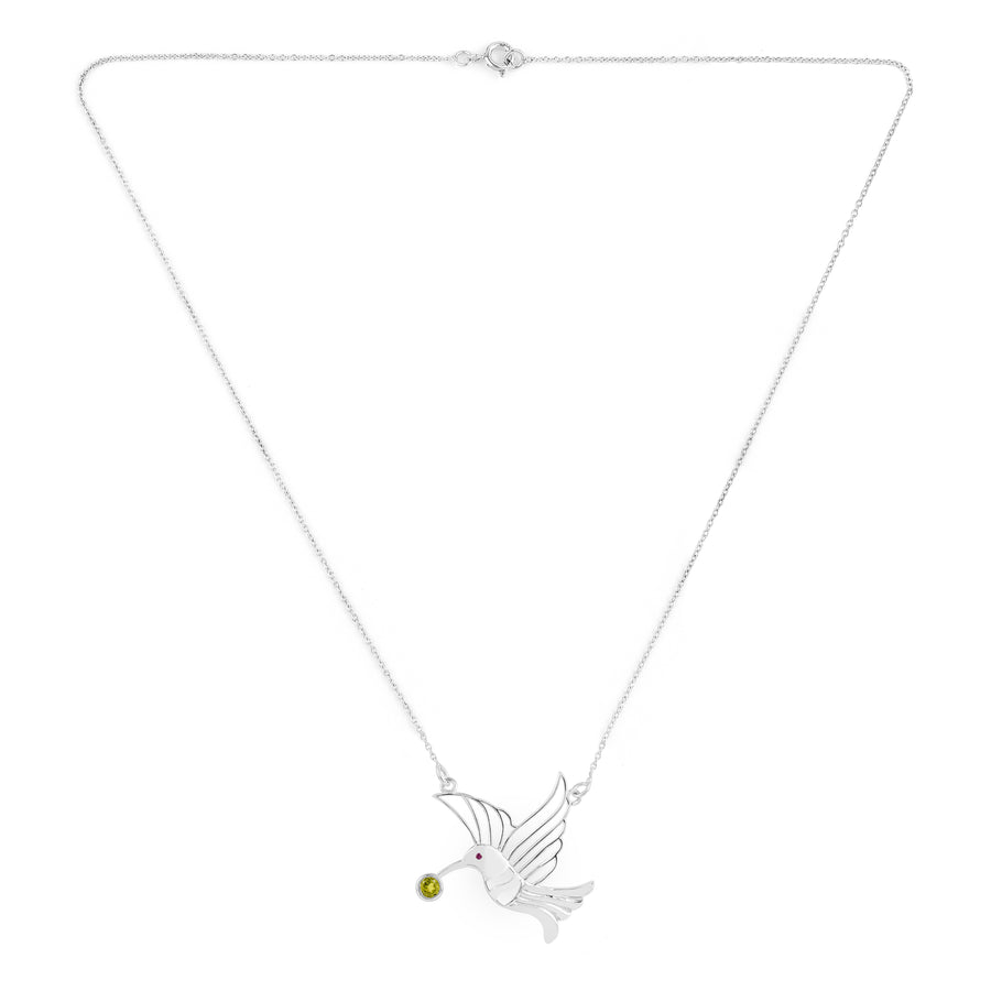 Peridot Hummingbird Silver Pendant Chain